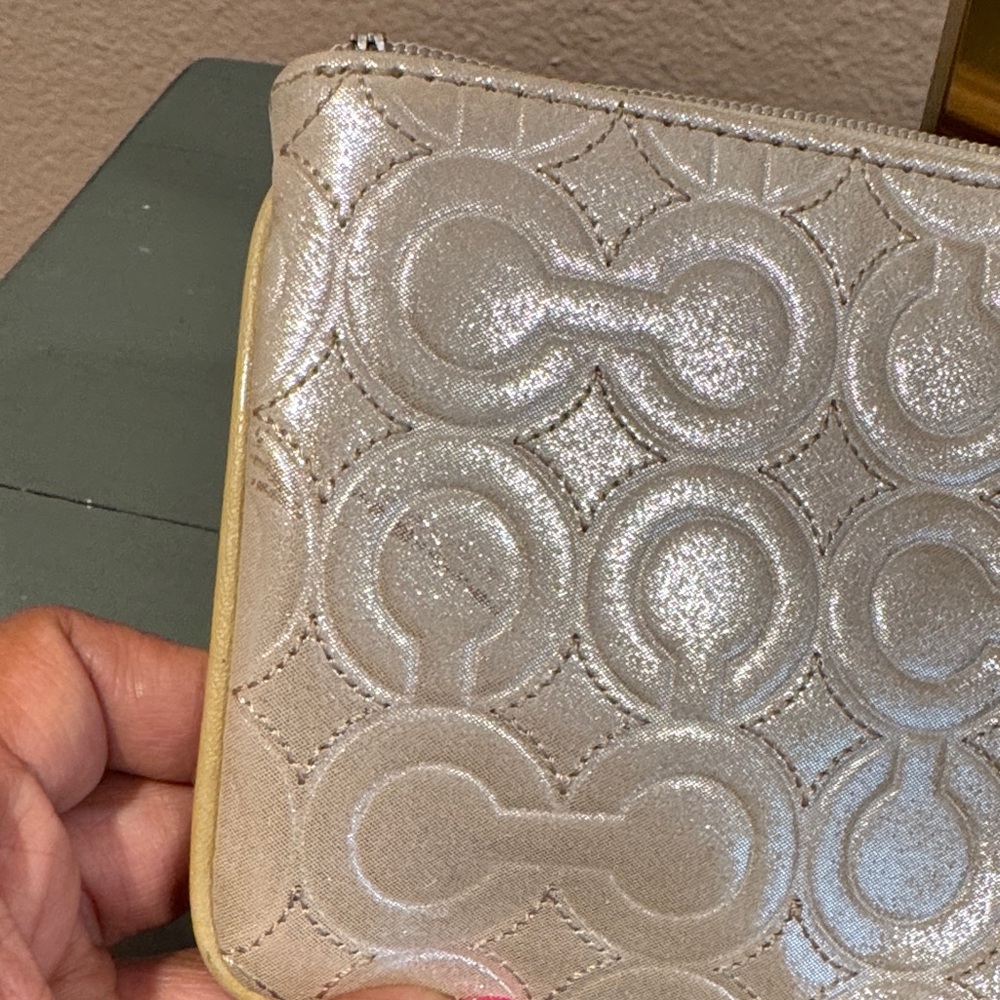 Coach Beige Embossed Wristlet - Picture 5 of 6